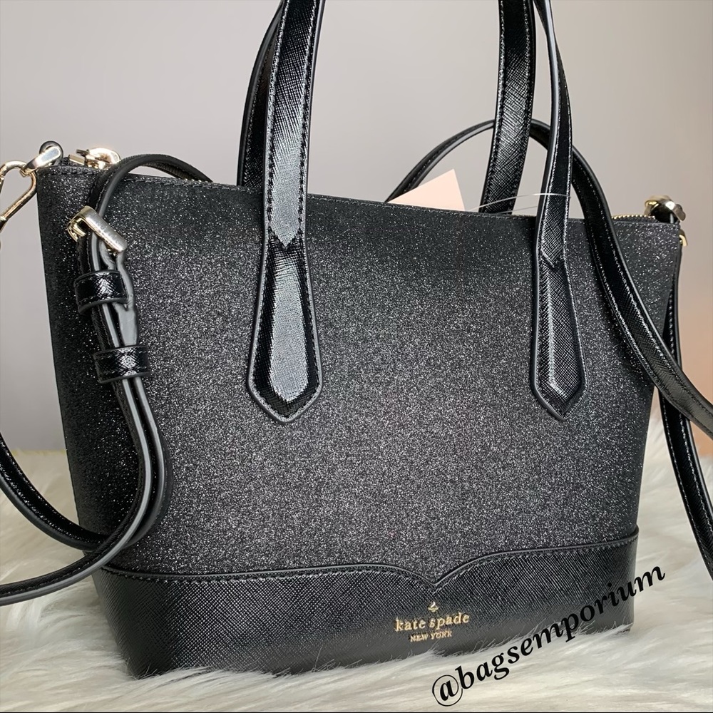 Kate Spade Black Glitter Satchel Crossbody Bag - Picture 6 of 9
